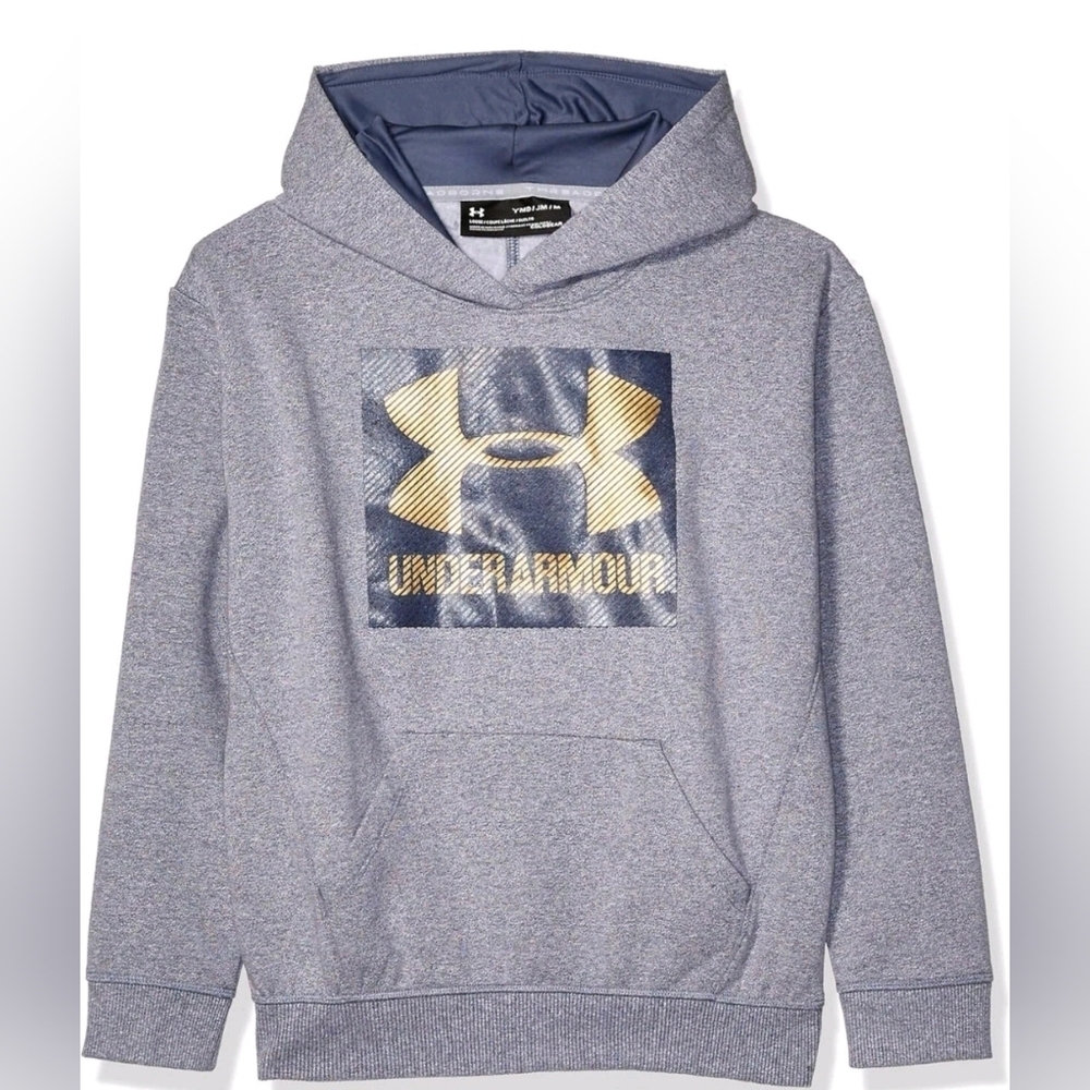 Under Armour Heather Grey Unisex Pullover Hoodie Sz Youth XL